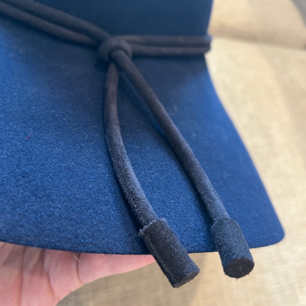 Hermes blue extra wide brim rope hat 100% rabbit hair felt 58CM - Picture 3 of 17